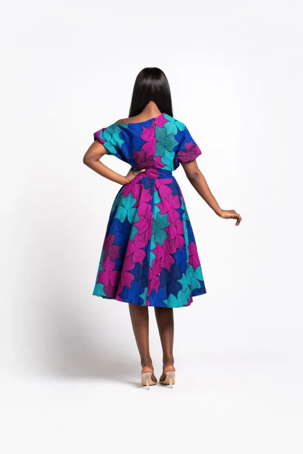 African Print One-shoulder Midi Dress - Image 4