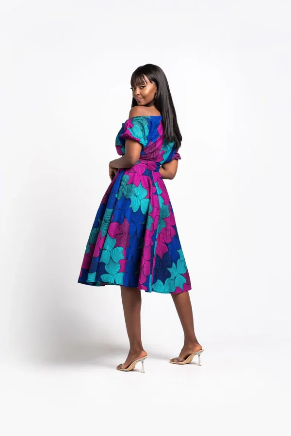 African Print One-shoulder Midi Dress - Image 3